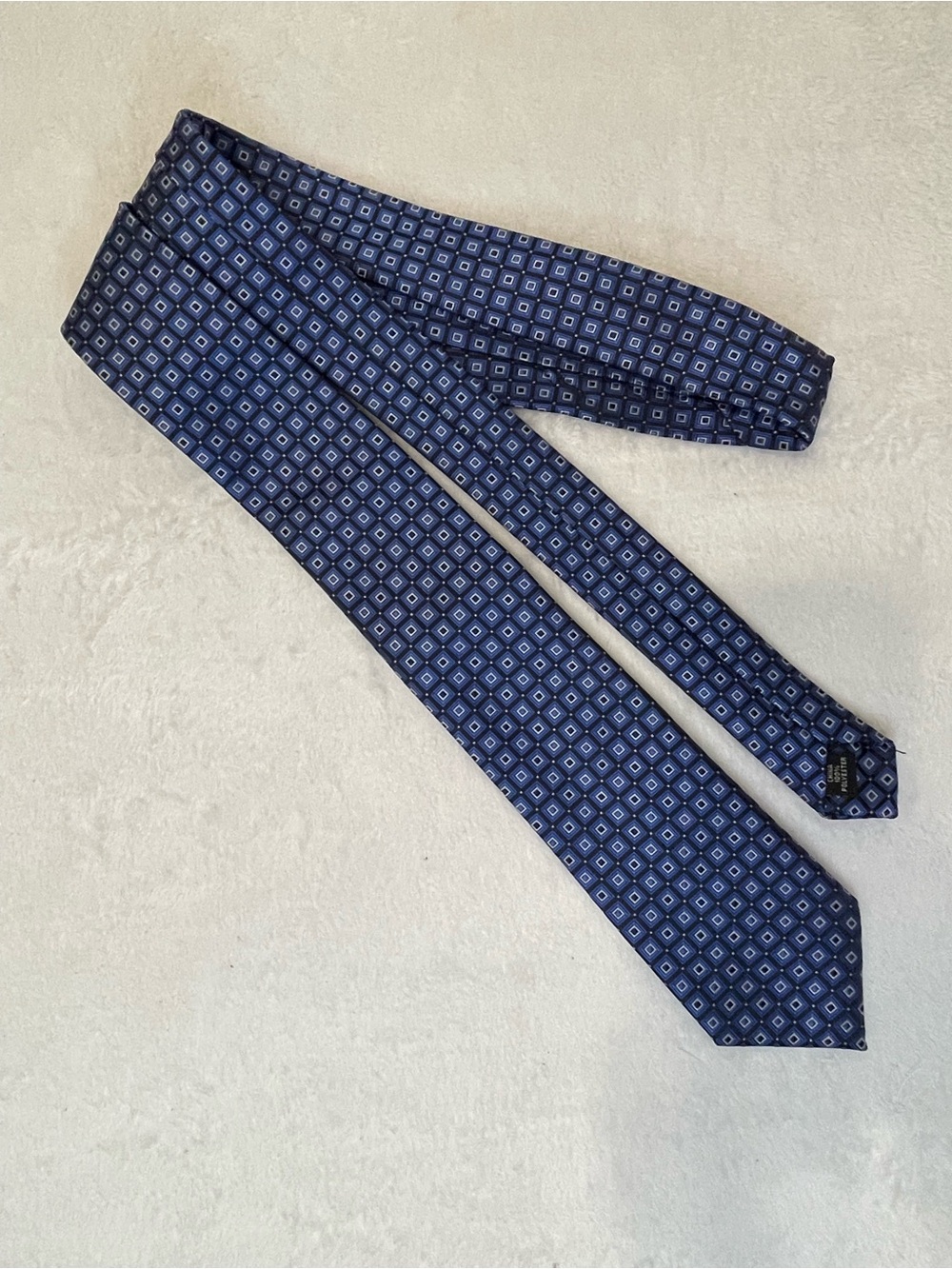 Bespoke Sleek Navy Geometric Polyester Tie 3”x59”